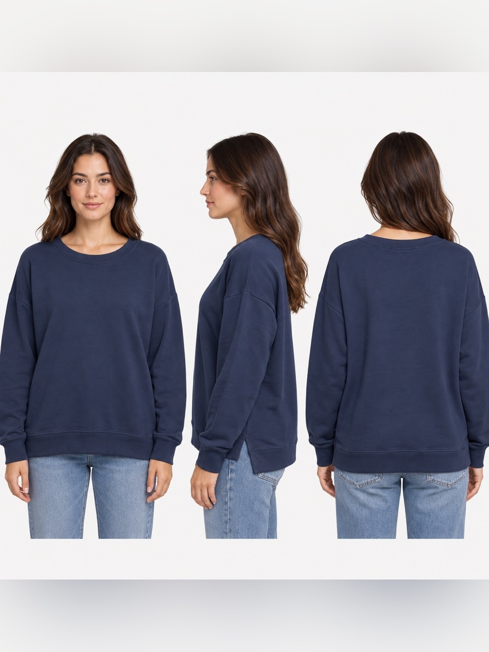 Athleta Coaster Luxe Sweatshirt Women’s M Navy Blue Oversized Pullover NWOT
